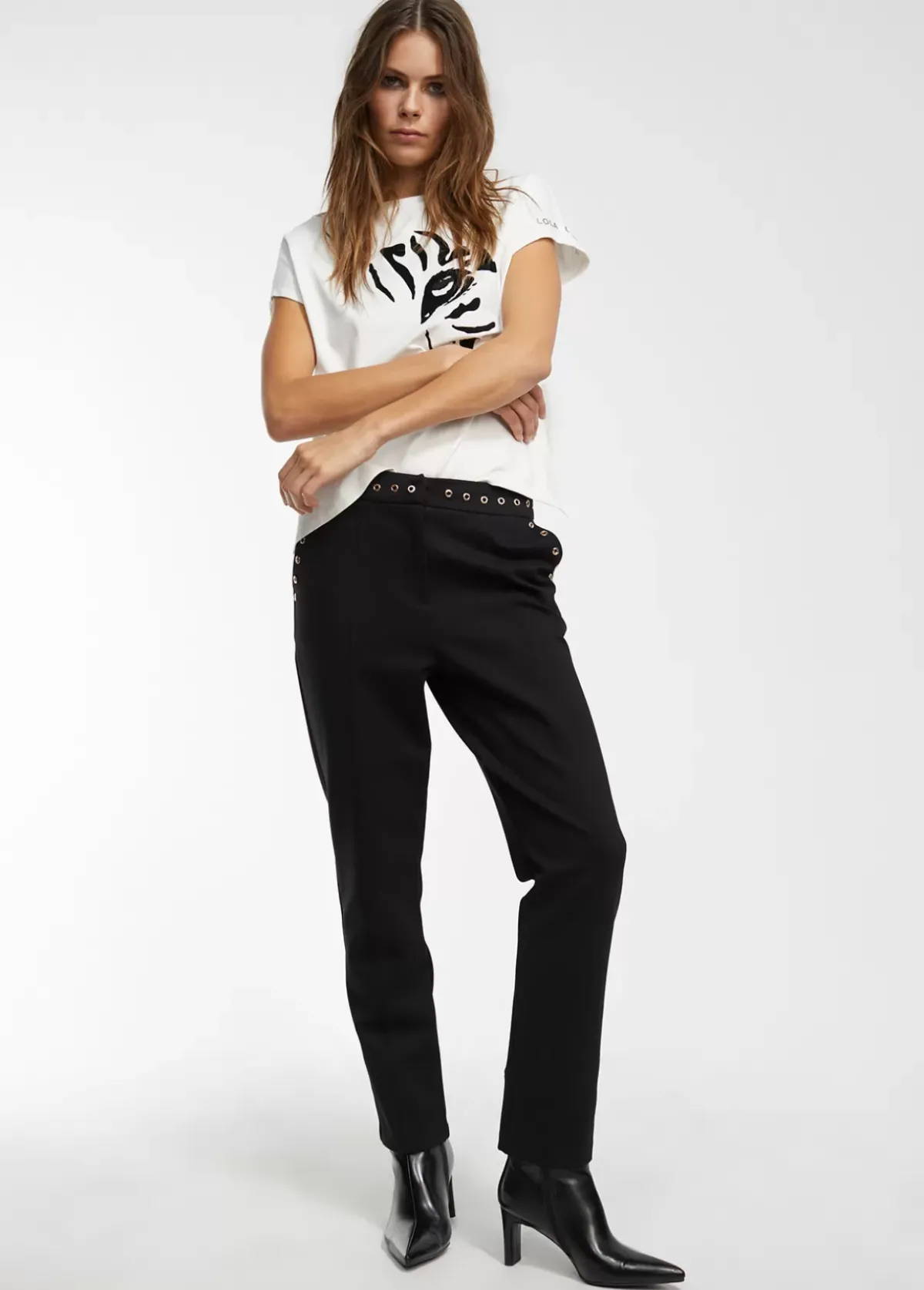 Online Pantalón detalle eyelets Pantalones