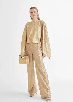 Best Pantalón recto dorado y tornasolado Pantalones