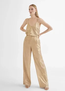 Best Pantalón recto dorado y tornasolado Pantalones