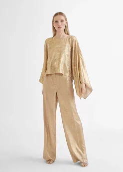 Best Pantalón recto dorado y tornasolado Pantalones