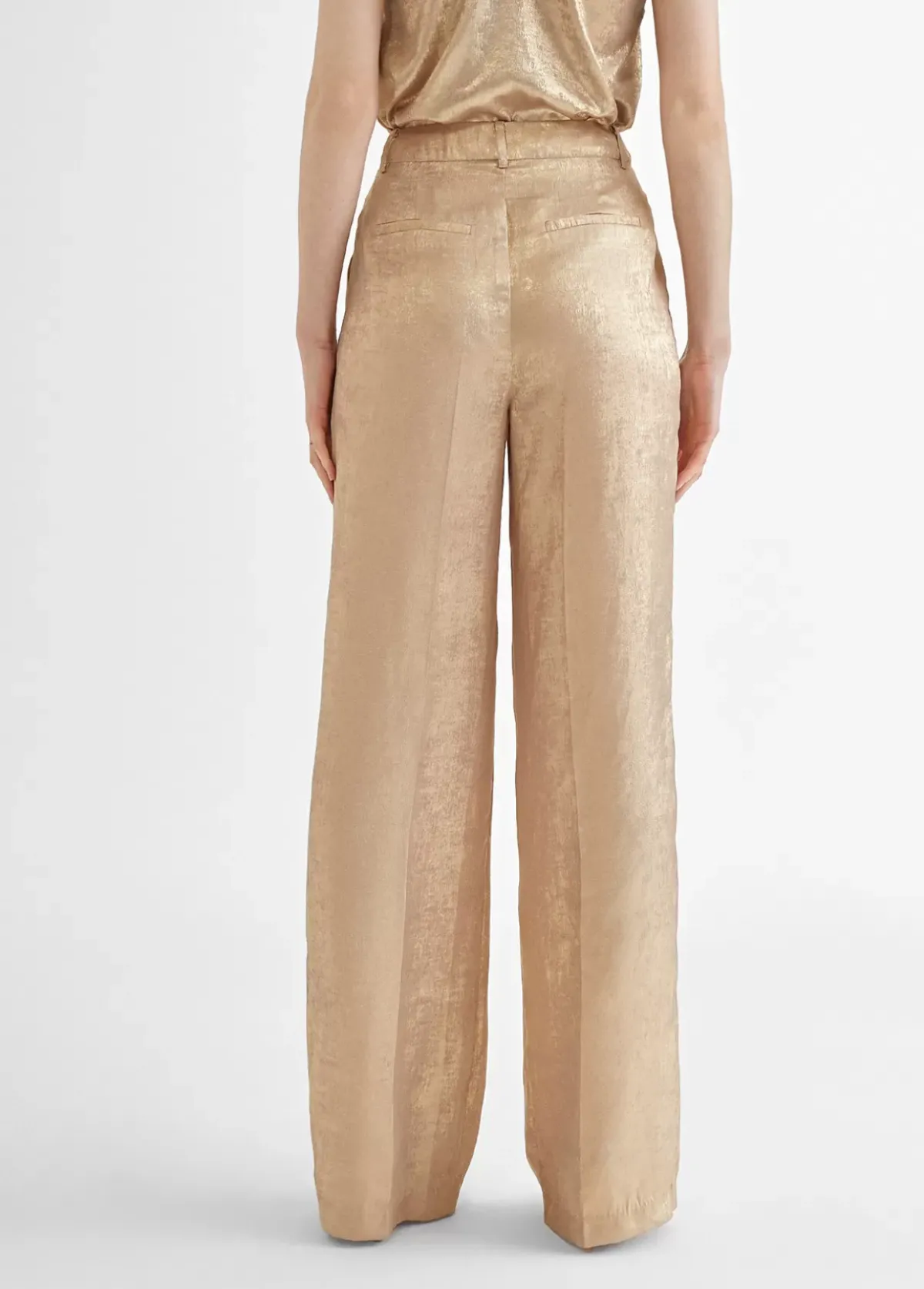 Best Pantalón recto dorado y tornasolado Pantalones