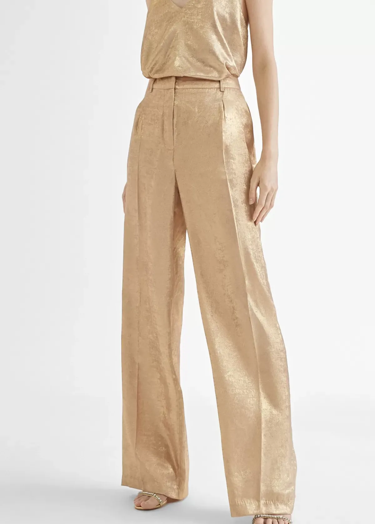 Best Pantalón recto dorado y tornasolado Pantalones