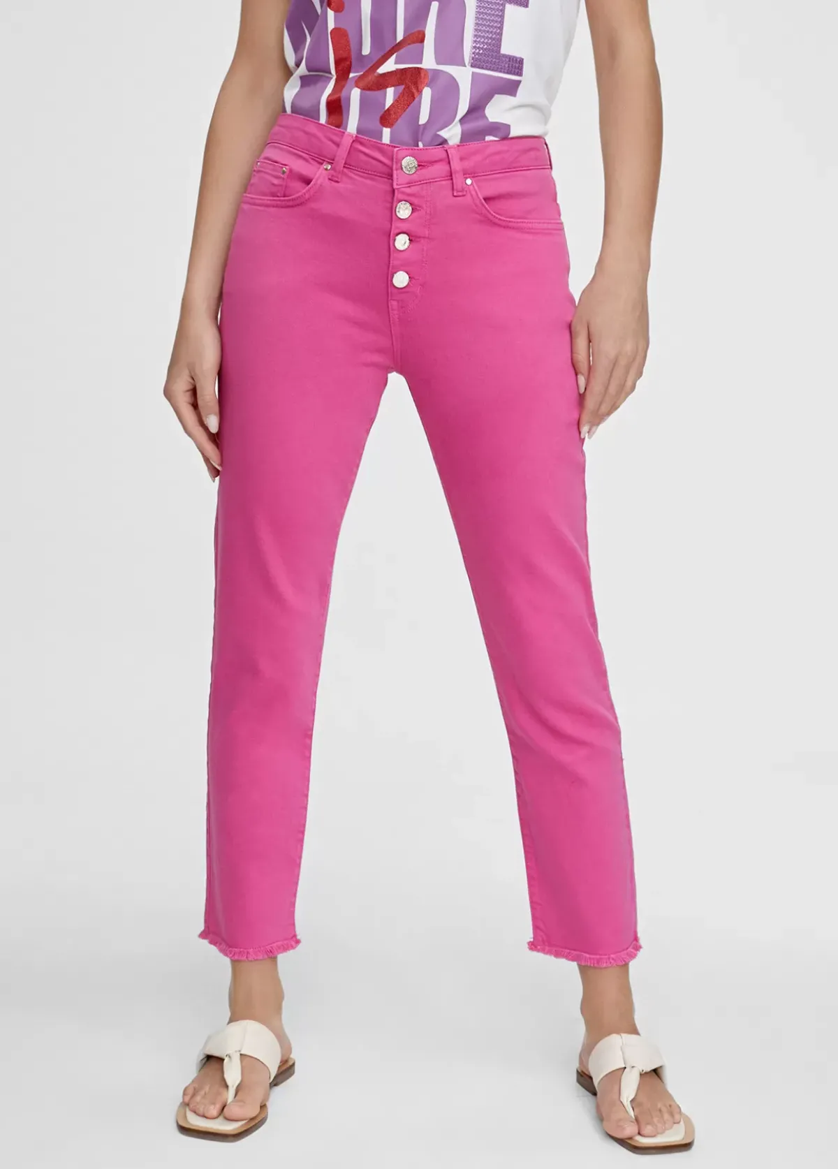 Pantalón tejano con botones Pantalones