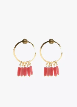 New Pendientes de aro con piedras naturales Bisuteria