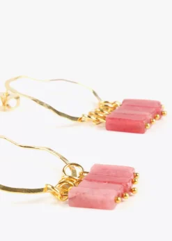 New Pendientes de aro con piedras naturales Bisuteria