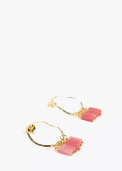 New Pendientes de aro con piedras naturales Bisuteria