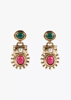 Pendientes dorados con piedras Pendientes