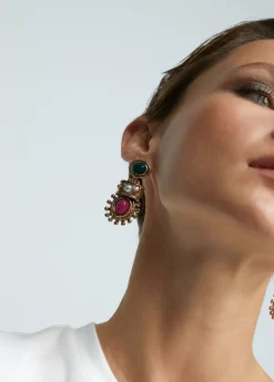 Pendientes dorados con piedras Pendientes