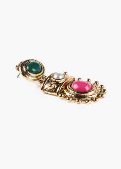 Pendientes dorados con piedras Pendientes