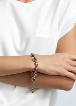 Discount Pulsera dorada multi piedras Pulseras