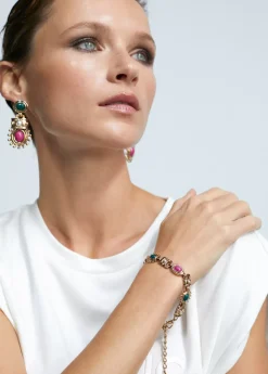 Discount Pulsera dorada multi piedras Pulseras