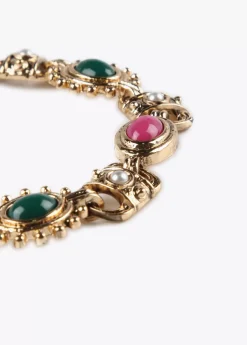 Discount Pulsera dorada multi piedras Pulseras