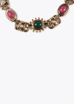 Discount Pulsera dorada multi piedras Pulseras