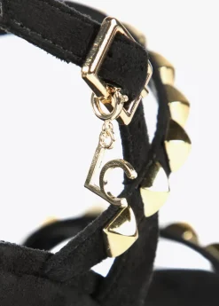 Sale Sandalia de cuña negra y tachas Calzado