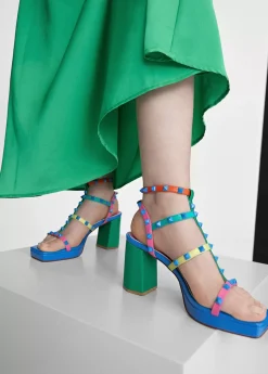 Best Sandalia de tacón con tiras multicolor Calzado