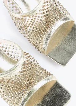 New Sandalia de tacón y malla de strass Calzado