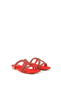 Sandalia plana con pedreria Calzado