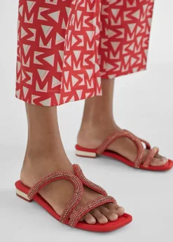 Sandalia plana con pedreria Calzado