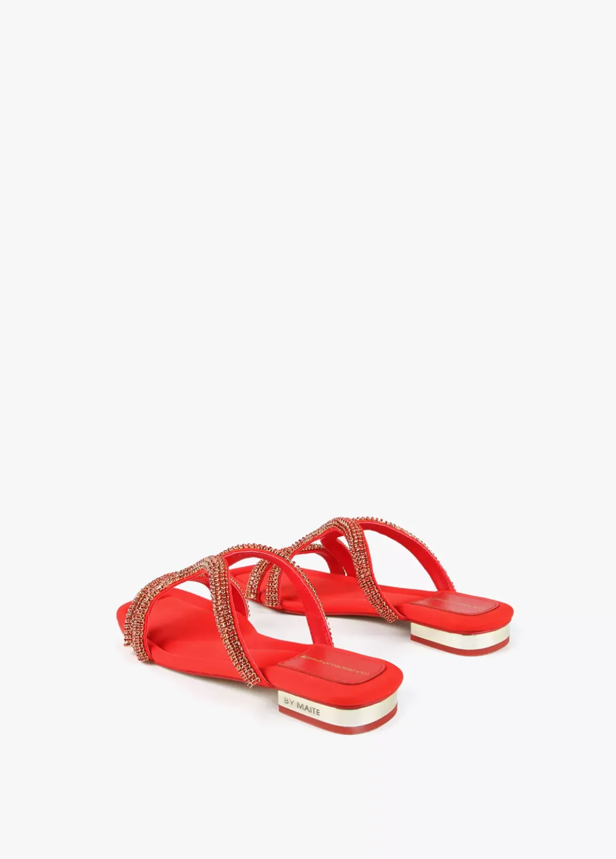 Sandalia plana con pedreria Calzado