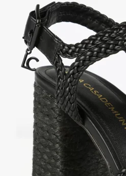 Sandalia plataforma y efecto crochet Calzado