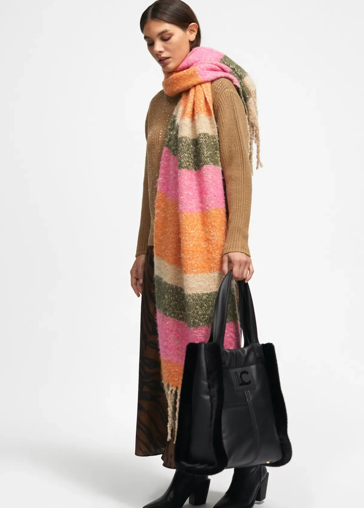 Shopper efecto piel y pelo Bolsos Shopper|Bolsos De Hombro