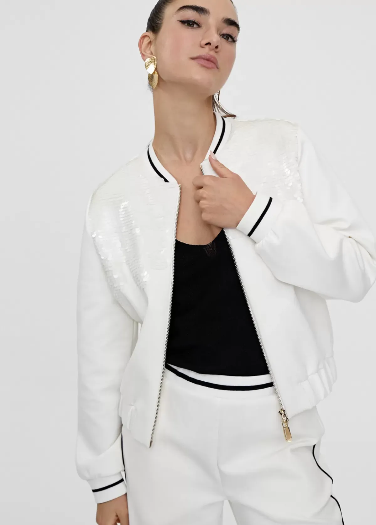 Clearance Sudadera cremallera con lentejuelas Chaquetas Y Gabardinas