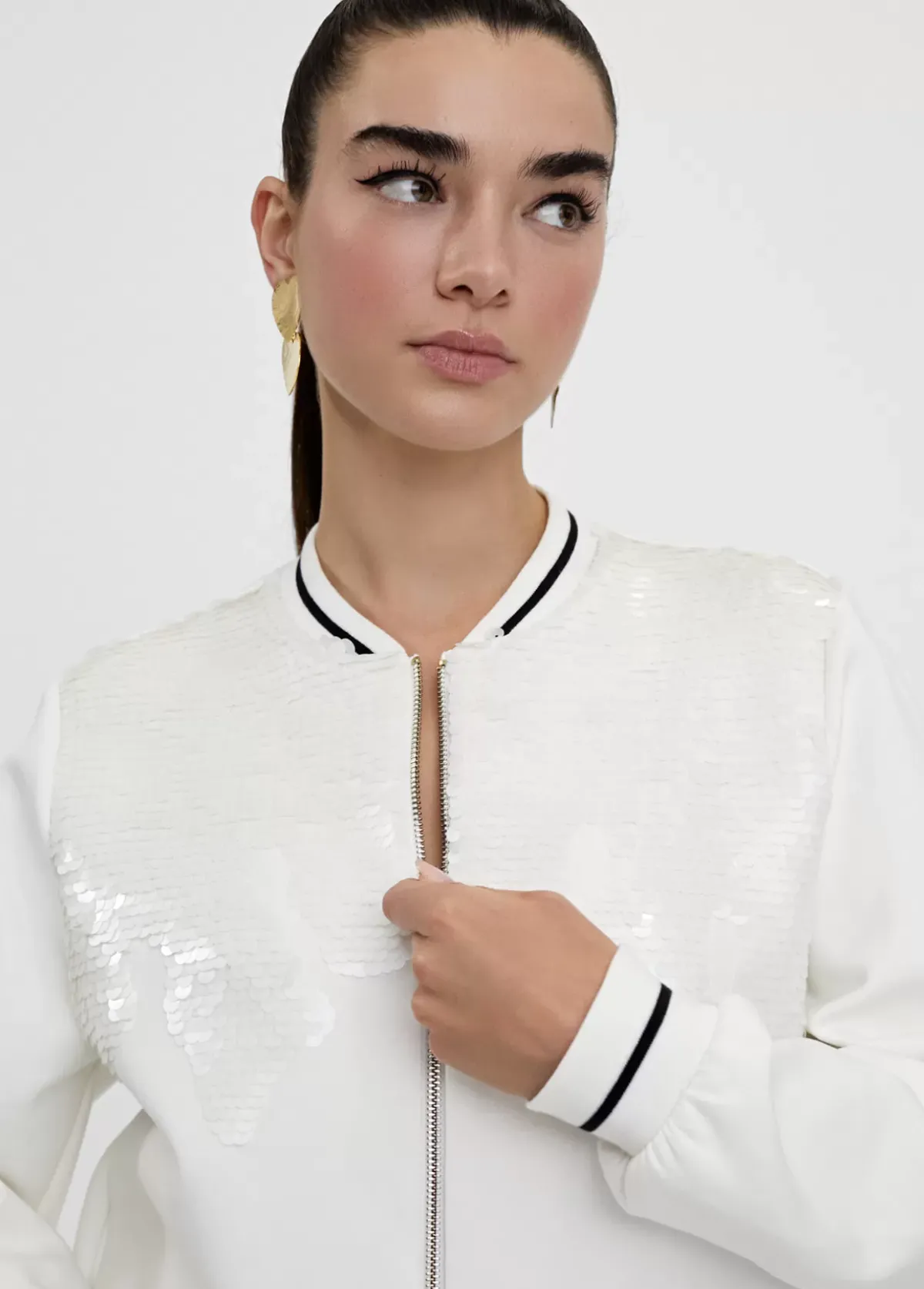 Clearance Sudadera cremallera con lentejuelas Chaquetas Y Gabardinas