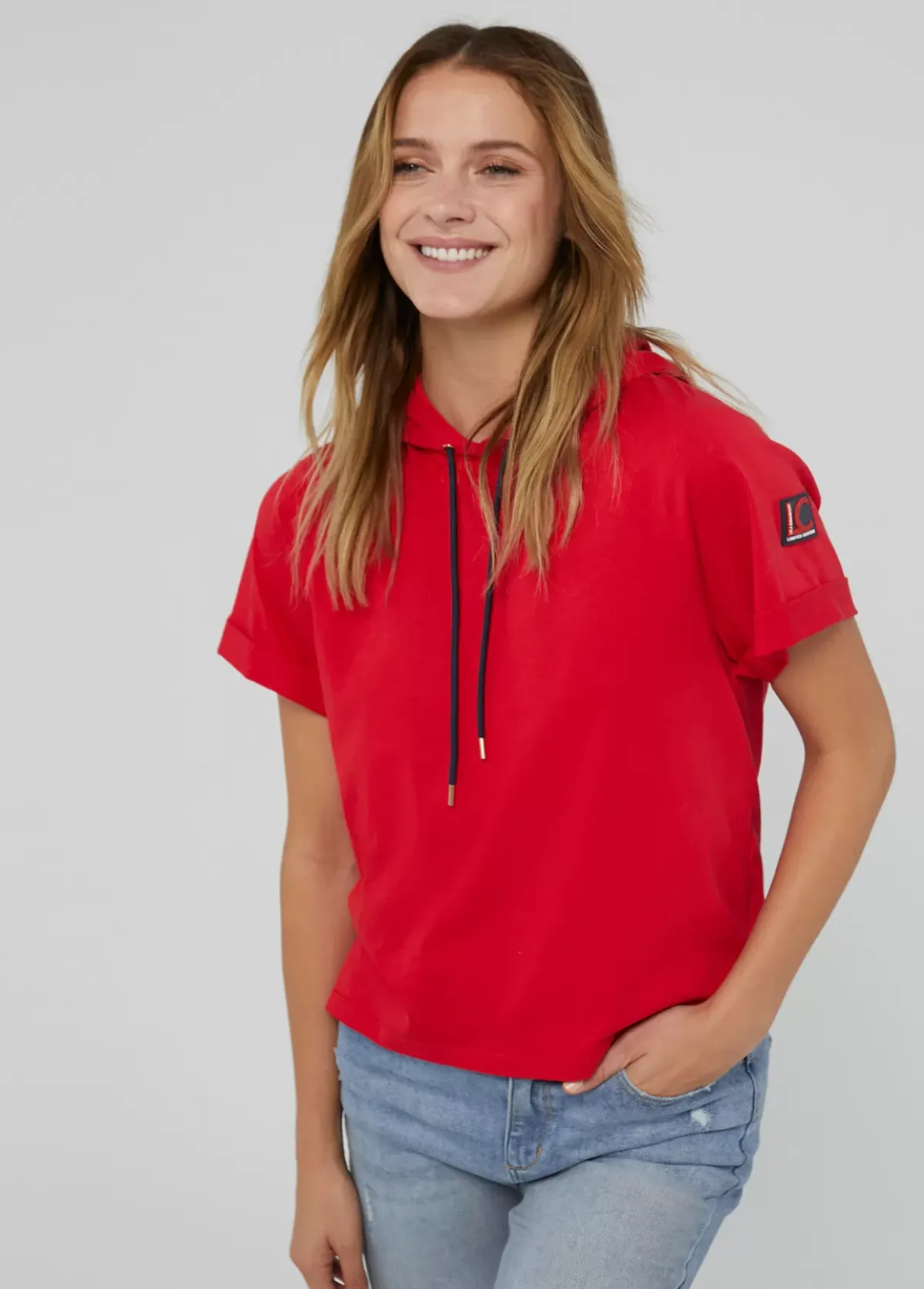 Outlet Sudadera manga corta roja de algodón 100% - Lola Casademunt Sudaderas