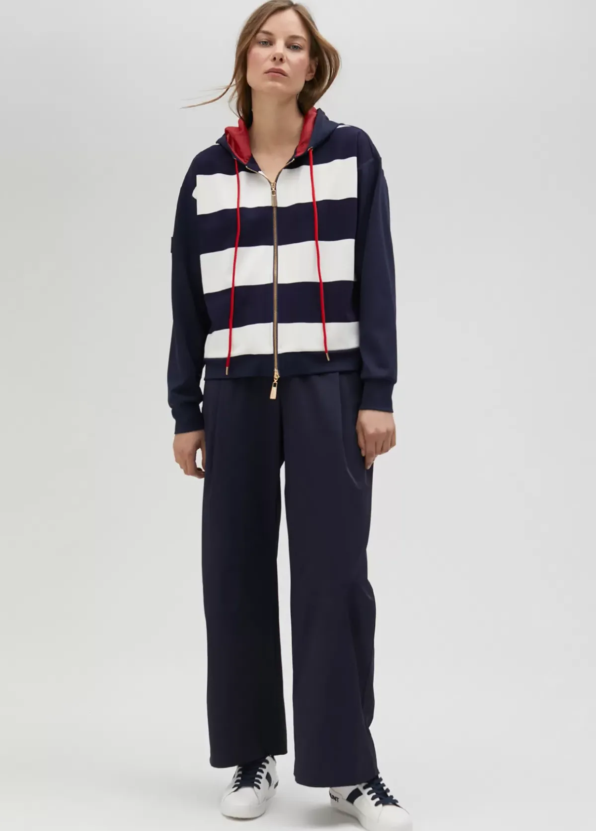 Outlet Sudadera rayas bicolor con cierre frontal - Lola Casademunt Sudaderas