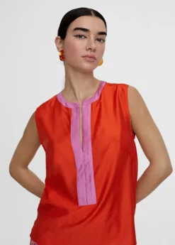 New Top bicolor con aberturas Camisas Y Blusas|Camisetas Y Tops