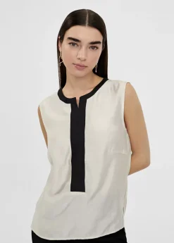 Sale Top bicolor con aberturas Camisetas Y Tops|Camisas Y Blusas