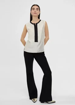 Sale Top bicolor con aberturas Camisetas Y Tops|Camisas Y Blusas