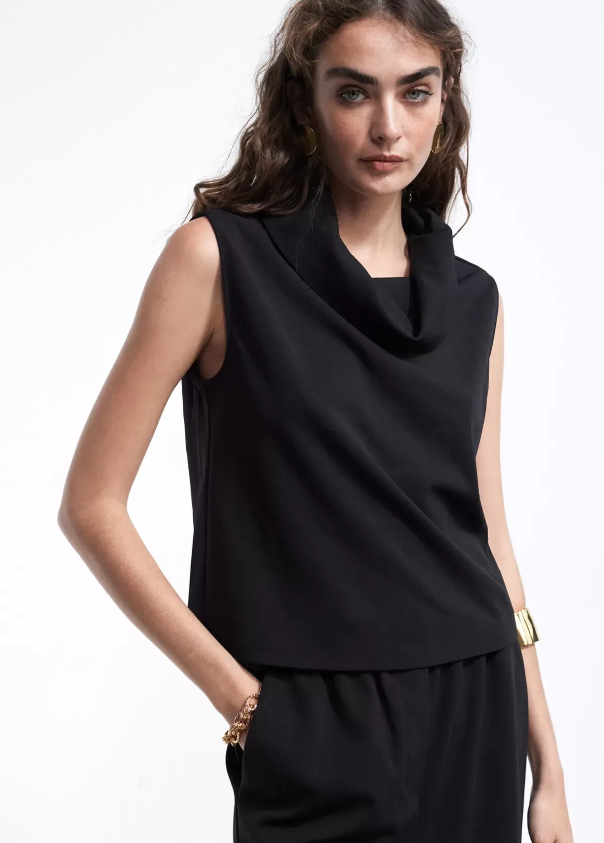 New Top cuello desbocado Camisetas Y Tops