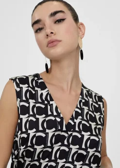 Hot Top fluido monograma Camisetas Y Tops