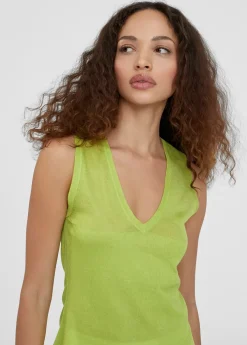 Online Top punto color liso Camisetas Y Tops|Punto