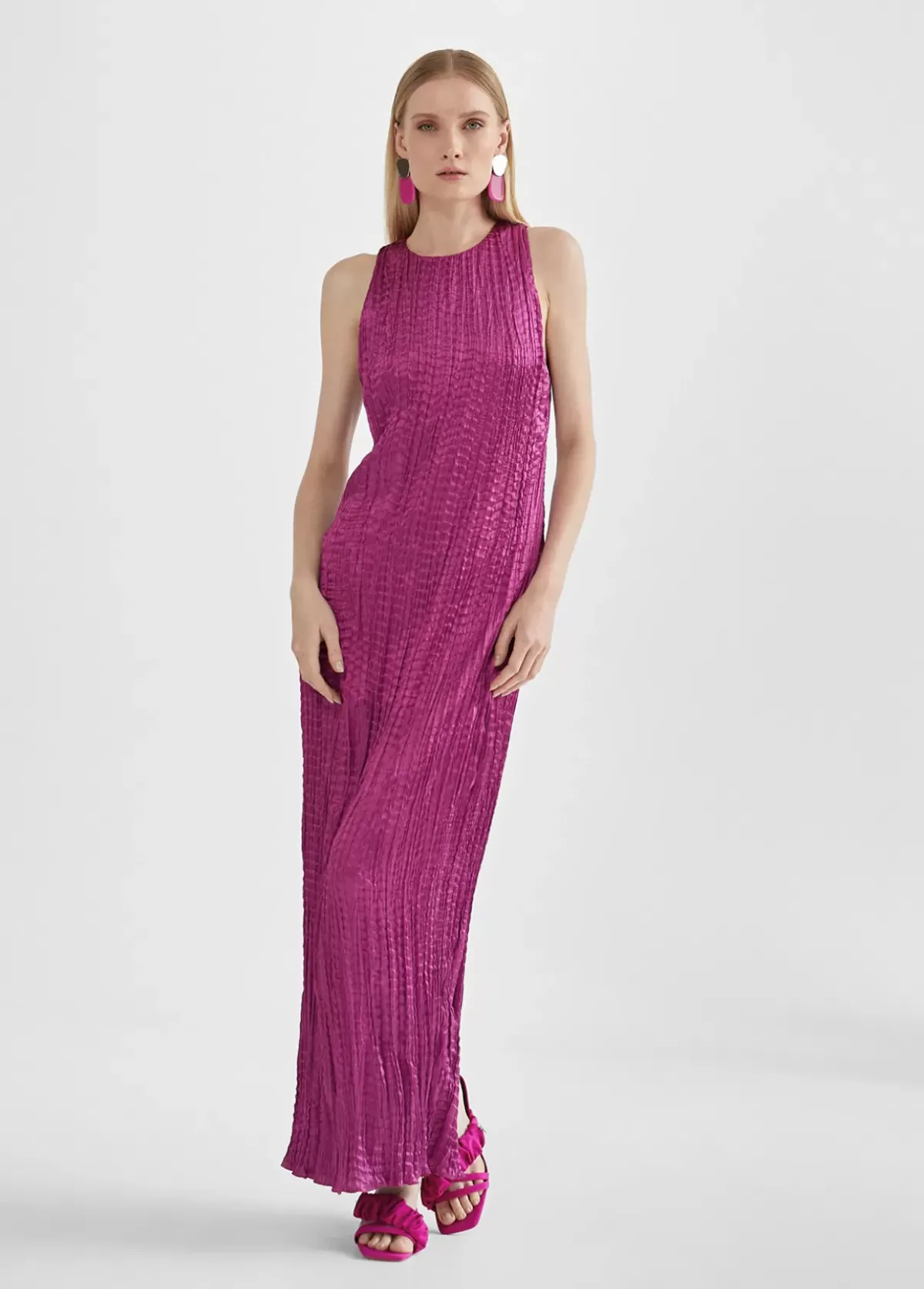 Outlet Vestido largo efecto plisado Vestidos Y Faldas