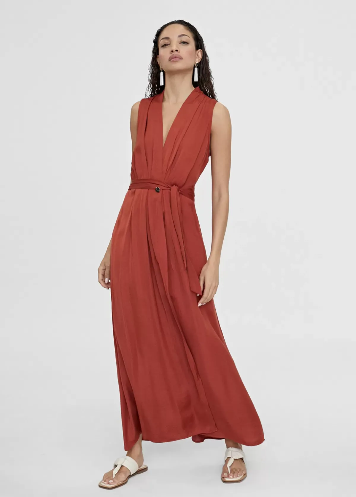 Online Vestido largo escote pico Vestidos Y Faldas