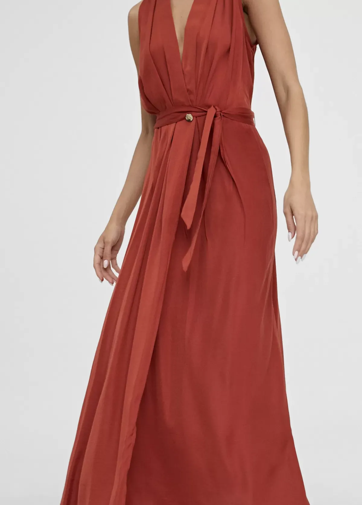 Online Vestido largo escote pico Vestidos Y Faldas