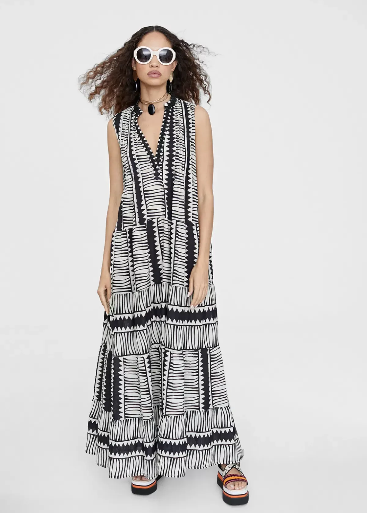 Vestido largo estampado étnico Baño