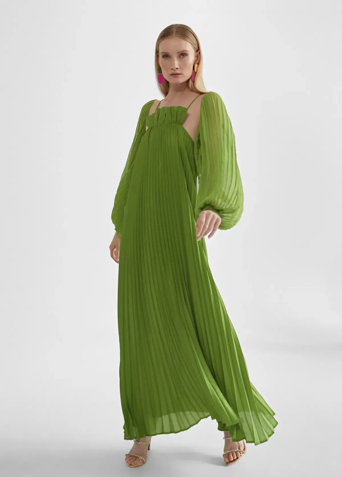 New Vestido largo plisado Vestidos Y Faldas