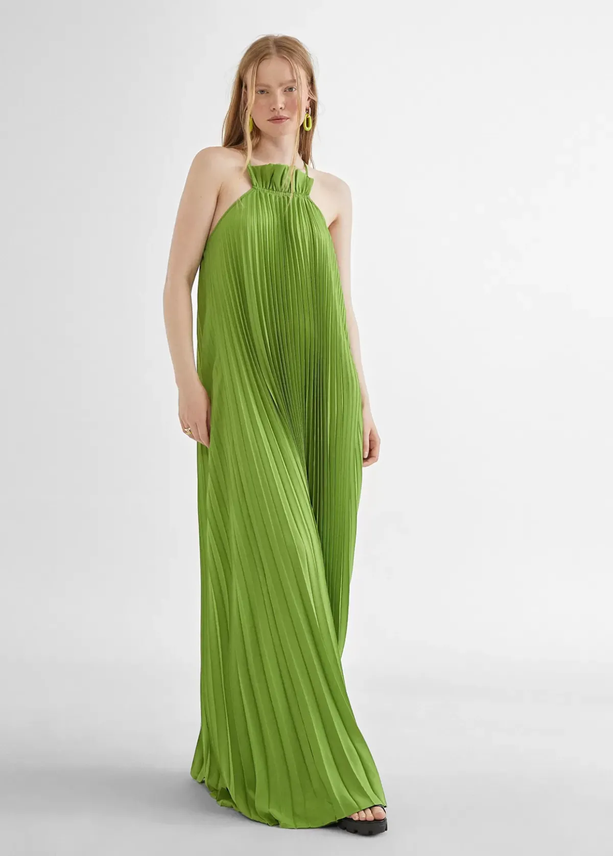 New Vestido largo plisado Vestidos Y Faldas