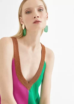 Hot Vestido largo tricolor Vestidos Y Faldas|Punto