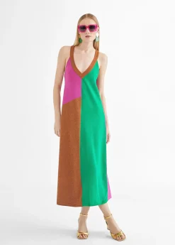 Hot Vestido largo tricolor Vestidos Y Faldas|Punto