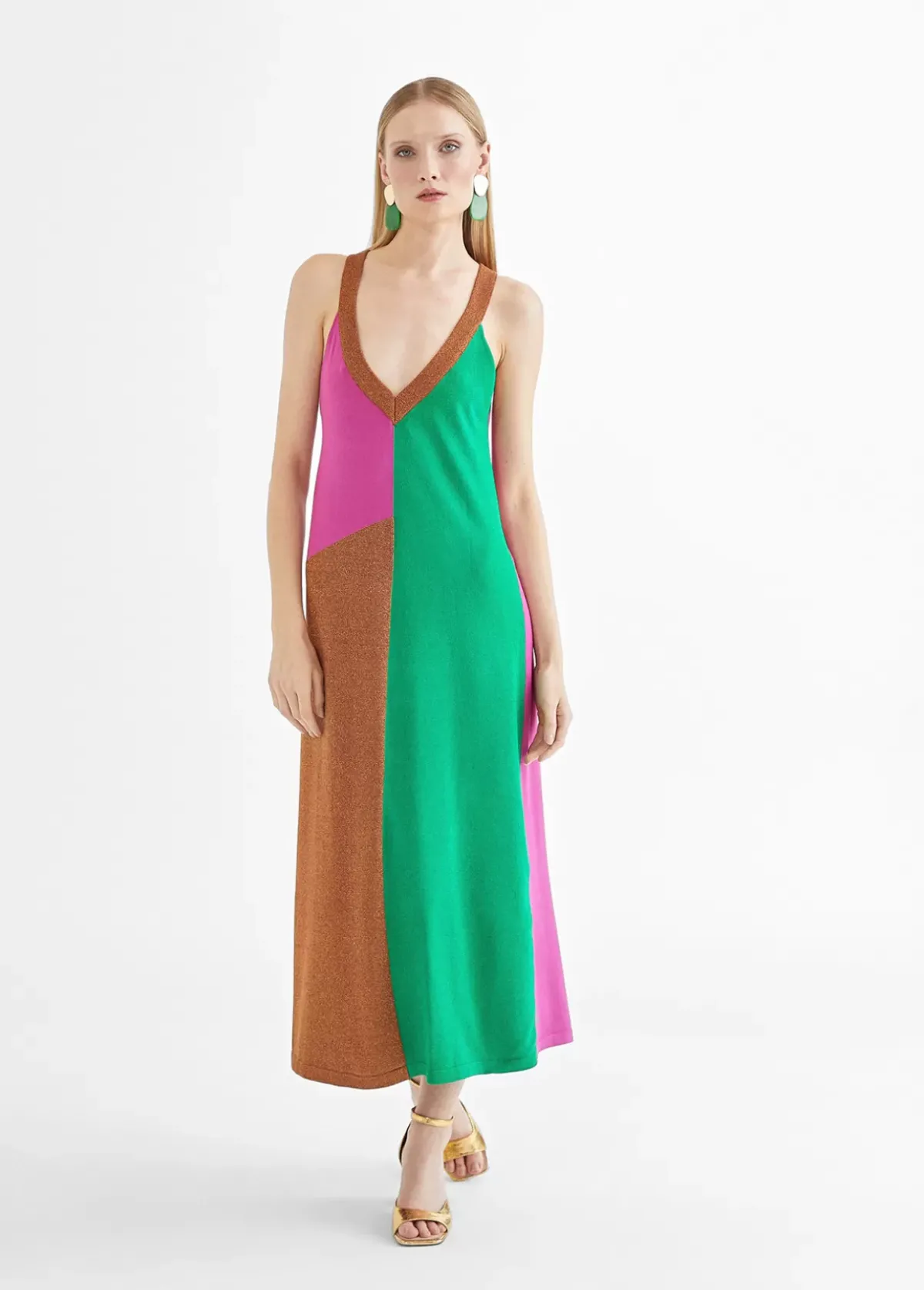 Hot Vestido largo tricolor Vestidos Y Faldas|Punto