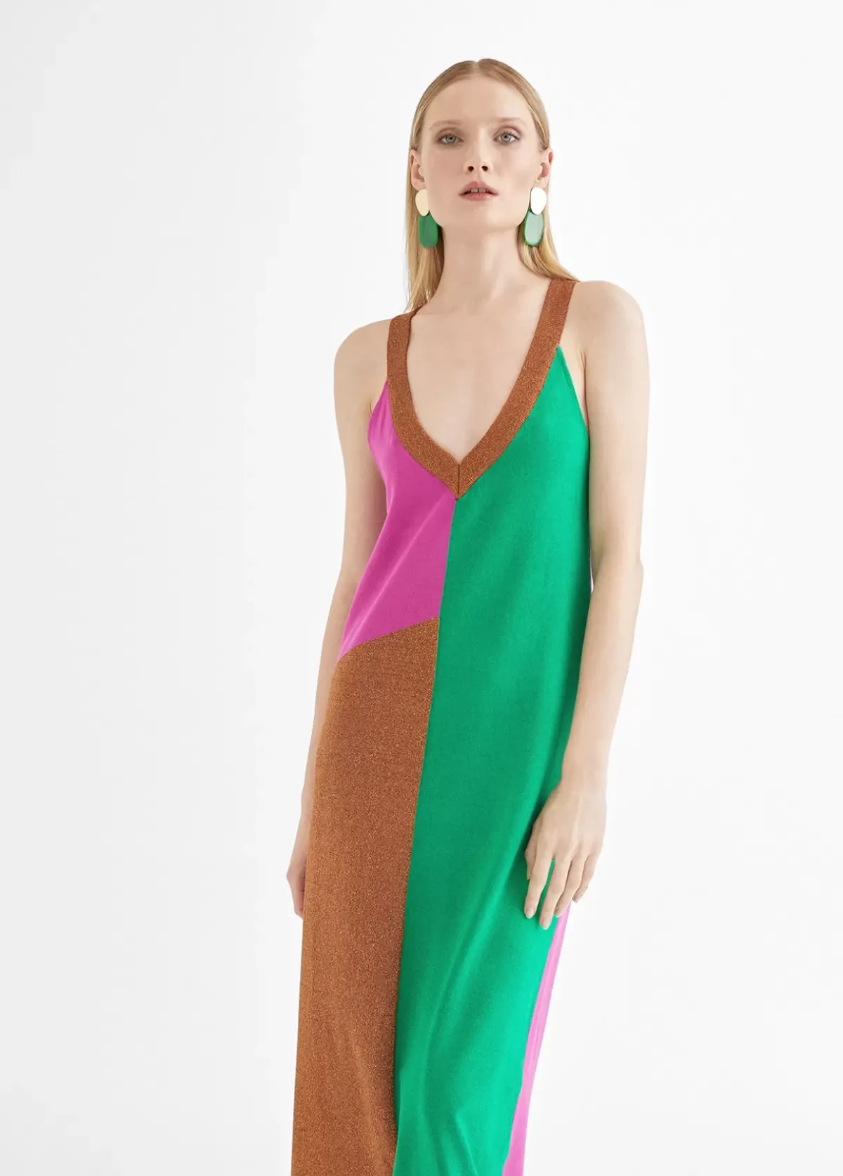 Hot Vestido largo tricolor Vestidos Y Faldas|Punto
