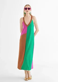 Hot Vestido largo tricolor Vestidos Y Faldas|Punto
