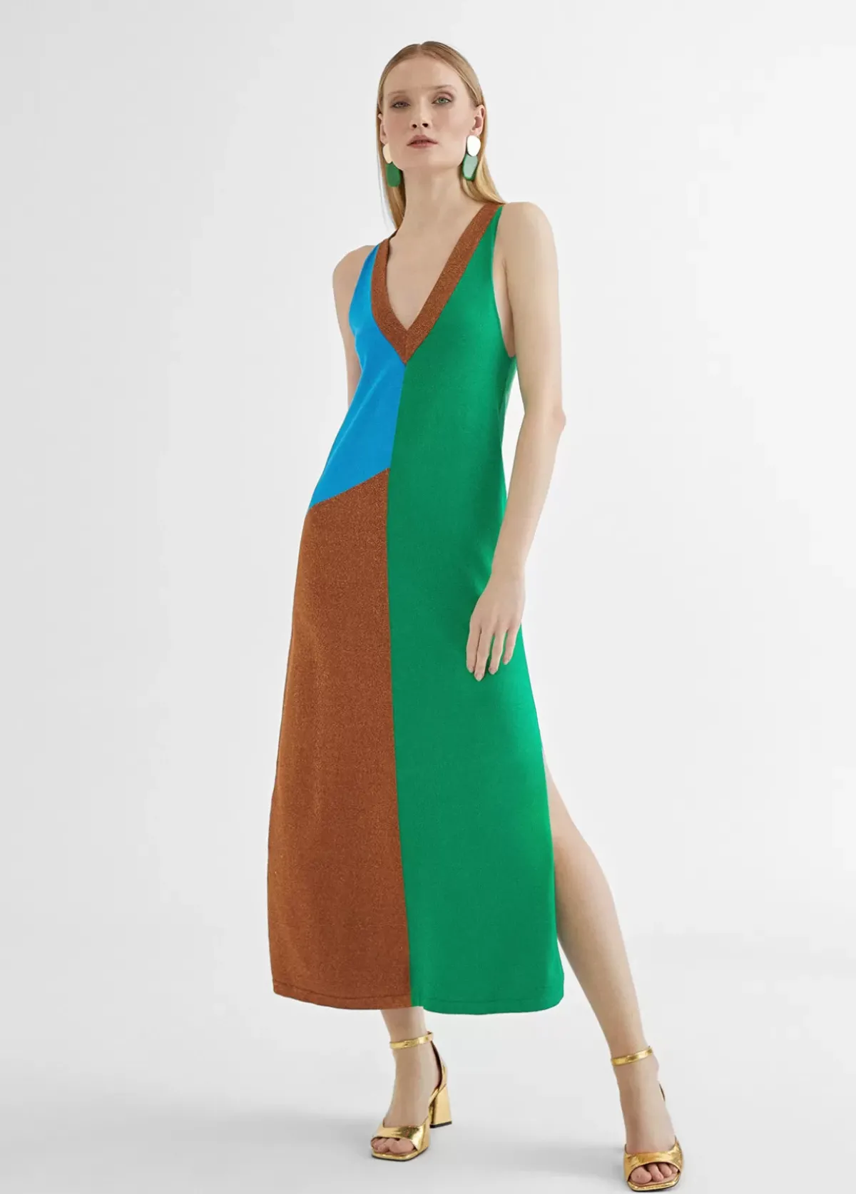 Best Vestido largo tricolor Vestidos Y Faldas|Punto