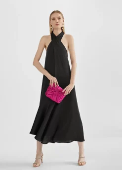 Vestido midi cuello halter cruzado Vestidos Y Faldas