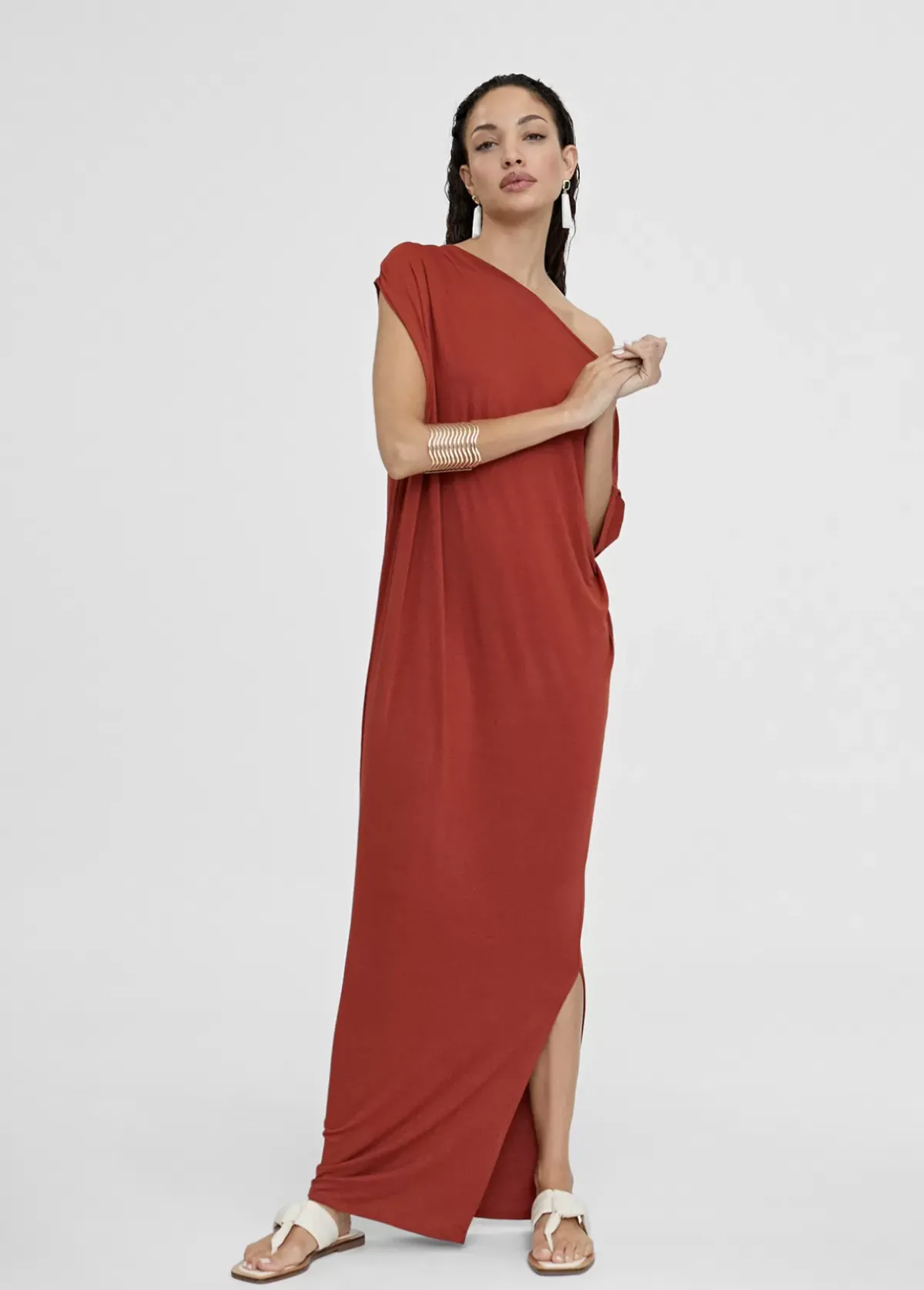 Best Vestido midi fruncido Vestidos Y Faldas