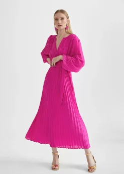 Outlet Vestido plisado con manga Vestidos Y Faldas